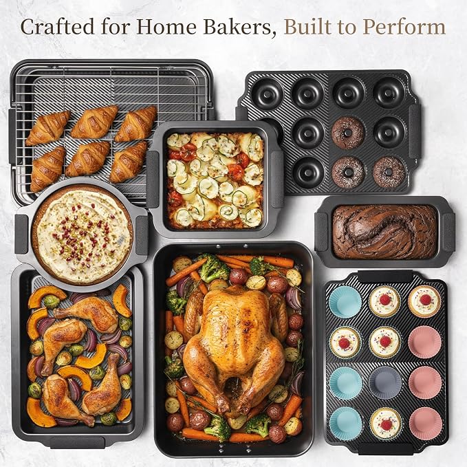 Kikcoin 25 PCS Stackable Baking Pans Set, Non-stick Bakeware Sets - Image 7