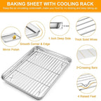Homikit Baking Sheet with Wire Rack, Metal Baking Tray Jelly Roll Pan with - Image 6