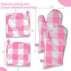 Buffalo Plaid Check Oven Mitts and Pot Holders Set, 100% Cotton, Heat Resistant - Image 3
