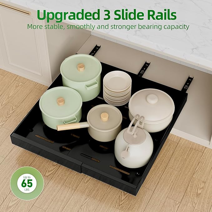 PAKETA 4 Pack Expandable Pull Out Cabinet Organizer, Upgrade 3 Slide Rails - Image 7