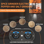 Dual Chamber Salt and Pepper Grinder Set Rechargeable, Electric Pepper Grinder - Image 3