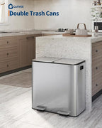GarveeHome 2 x 10.6 gal Stainless Steel Double Trash Can - Image 2