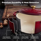 Zulay Kitchen 6 Quart Enameled Cast Iron Dutch Oven Pot - Image 5