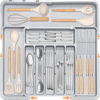 Silverware Drawer Organizer for Kitchen, Adjustable Utensil Drawer Organizer by HOMECOR