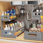 2-Pack 17"Deep Under Sink Organizer And Storage, 2-Tier L-Shaped Pull Out by UnderSinkOrganizer