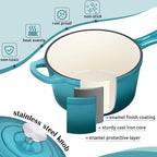 HaSteeL 3 QT Cast Iron Saucepan, Enamel dutch oven - Image 3