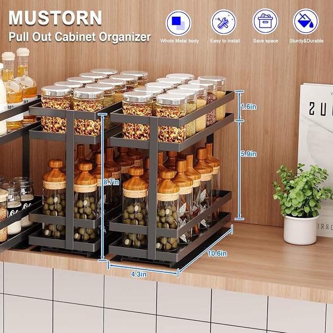 Mustorn Pull Out Spice Rack Organizer - Image 2