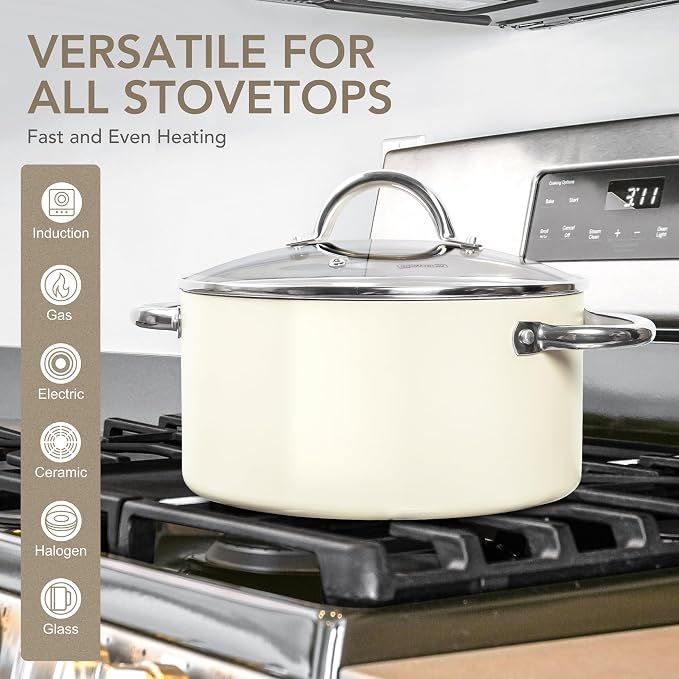 MICHELANGELO Stock Pot with Lid, 6 Quart Soup Pot with Lid - Image 4
