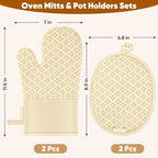 Oven Mitts and Pot Holders 4 Sets, Heat Resistant 500 ℉ Oven Mitt and Pot Holder - Image 2