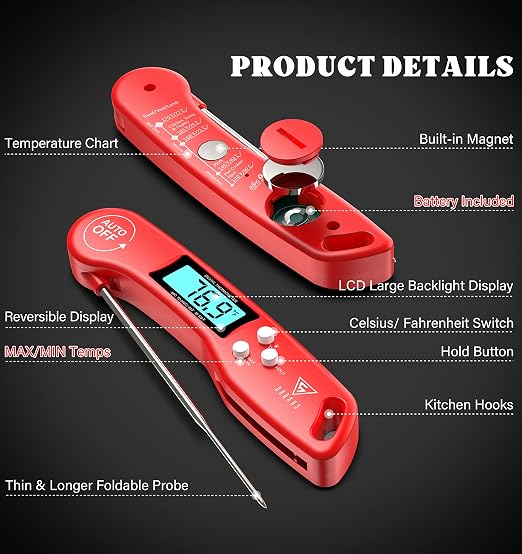 DOQAUS Digital Meat Thermometer, Instant Read Food Thermometer - Image 9