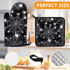 Spider Web Oven Mitts and Pot Holders Sets 4Pcs, Extra Long Oven Gloves - Image 2