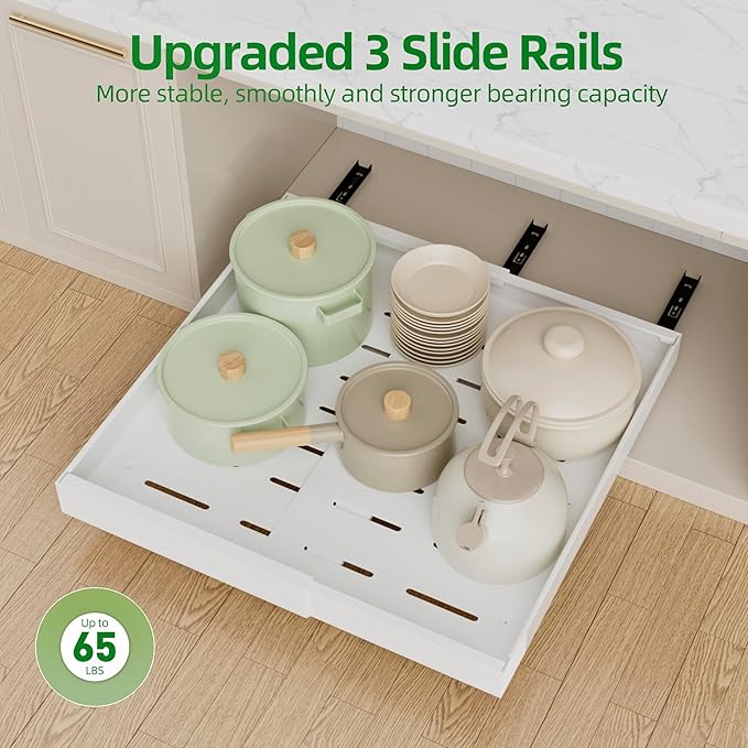PAKETA 4 Pack Expandable Pull Out Cabinet Organizer, Upgrade 3 Slide Rails - Image 7