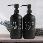 Sunrise Premium 16 OZ Thick Black Glass Soap Dispenser, Matte Black Stainless - Image 6
