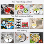 E-far Mixing Bowls with Lids and Graters, Stainless Steel Salad Mixing Bowl - Image 6