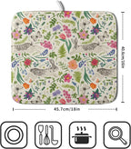 Spring Easter Dish Drying Mat for Kitchen Counter 16x18 Rabbit Bunny Green Pink - Image 2