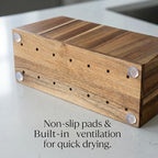 Large Kitchen Utensil Holder for Countertop – Acacia Wood Utensil Organizer - Image 4