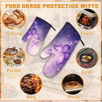 Purple Butterfly Oven Mitts and Pot Holders Set, Sparkling Kitchen Oven Gloves - Image 5