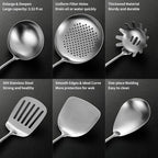Izurok 18/10 Stainless Steel Kitchen Utensils Set, 10 Piece Cooking Utensils - Image 5
