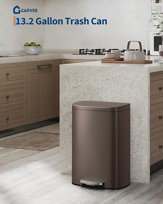 Garvee 13 gal / 50 L Metal Kitchen Trash Can - Image 2