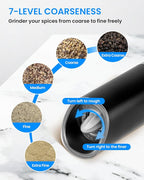 Gravity Electric Pepper and Salt Grinder Set of 2 Pack, One Hand Automatic - Image 4