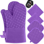 KEGOUU Oven Mitts and Pot Holders 6pcs Set, Kitchen Oven Glove High Heat by KEGOUUOvenMitt