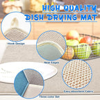 3 Pack XXL Dish Drying Mats, 24×17" Absorbent Microfiber Dishes Drainer Mats - Image 3