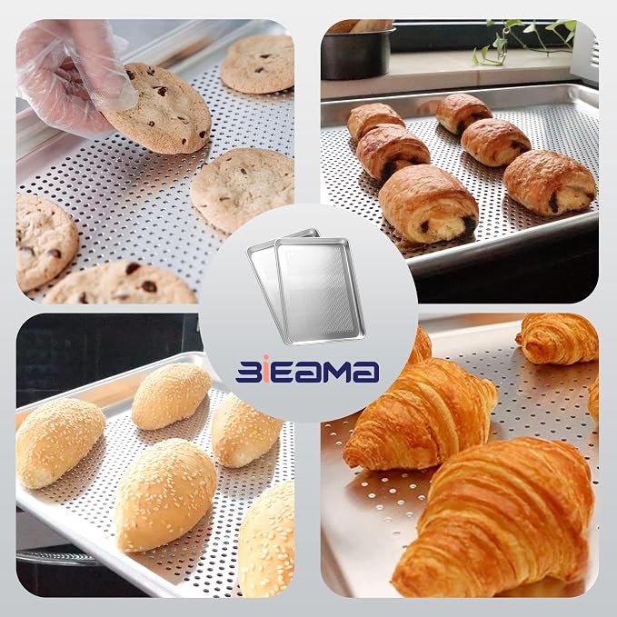 BIEAMA 6 Pack Half Size 18" x 13" Aluminum Baking Sheet Pan Perforated - Image 8