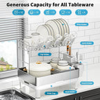 Ewaiira Dish Drying Rack, 2 Tier Large Dish Rack, Stainless Steel Dish Drainer - Image 8