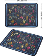 Lapis Blue Dish Drying Mat for Kitchen Counter Flowers Microfiber Absorbent - Image 2