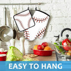 Baseball Oven Mitts and Pot Holders Sets Heat Resistant 4Pcs Potholders Oven - Image 4