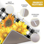 Sunflower Dish Drying Mat for Kitchen Counter Watercolor Black White Plaid - Image 4