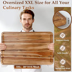 XXLarge Teak Cutting Board Non Toxic Wood Chopping Board Wooden Bamboo - Image 2