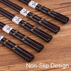 5 Pairs Chopsticks Wooden, Glamfields Reusable Chop sticks, Non-slip Japanese - Image 4