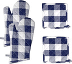 Native Fab Buffalo Plaid Check Oven Mitts and Pot Holders Set of 4, 100% Cotton by NativeFab