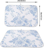 Baby Blue Chinoiserie Floral Dish Drying Mat 18 x 24 inch Vintage Flower - Image 2