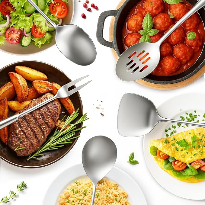 Newness 9 Pcs Cooking Utensils Set, 304 Stainless Steel Kitchen Utensils Set - Image 8