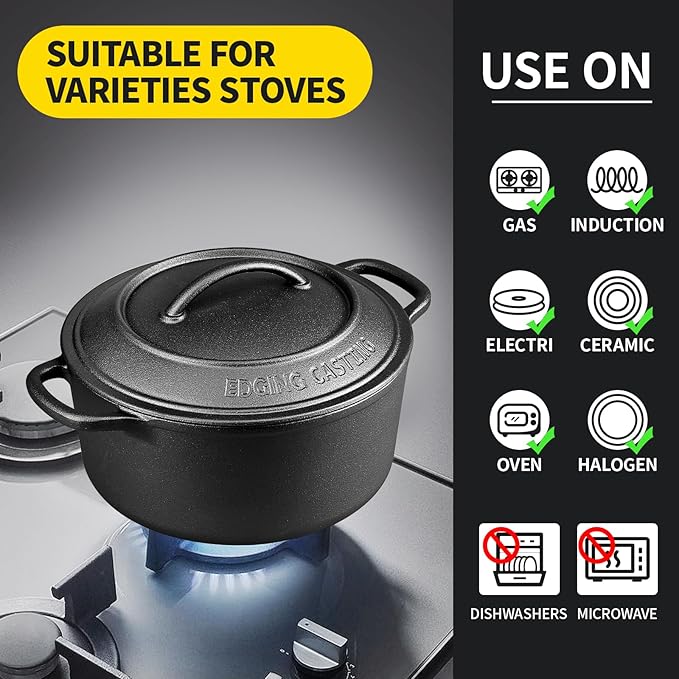 Pre-Seasoned Cast Iron Dutch Oven Pot - Image 8
