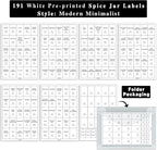 GPOVVIMX 191 Spice Jar Labels Preprinted Minimalist Stickers - Image 3