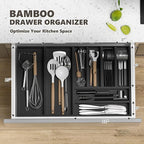 Kitchen Drawer Organizer Bins, Stackable Bamboo Drawer Organizer - Image 5