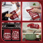 12 Pcs Farmhouse Kitchen Decor Sets 4 Red Kitchen Hand Towels 4 Dish Clothes 2 - Image 5