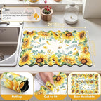 LOKHOM Scalloped Floral Dish Drying Mat, Cuttable Hide Stain Non-slip Drying Mat - Image 2