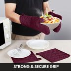 Oven Mitt & Pot Holder 100% Cotton Set of Heat Resistant Oven Gloves & Hot Pads - Image 3