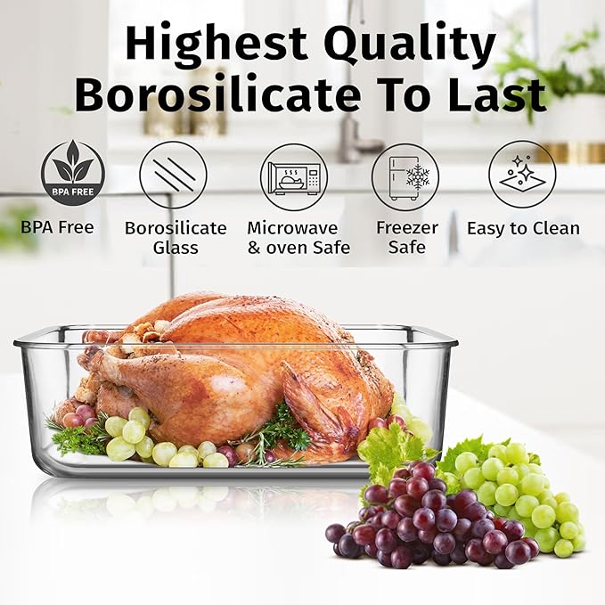 4800 ML / 163 oz / 21 Cup LARGE Glass Food Storage Container - Image 6