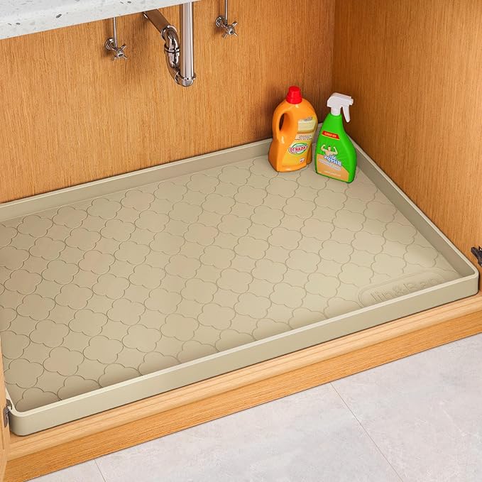 Jin&Bao Waterproof Under Sink Mat 37" x 22", Thick Silicone Mat Cabinet by Jin%26Bao