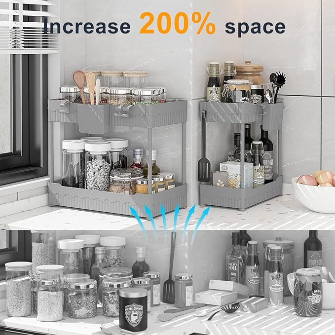 Sevenblue 2 Pack Under Sink Organizer, Under Bathroom Cabinet Organizer - Image 3