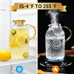Amzcku Glass Pitcher with Lid, 101 oz/ 3 Liter Vintage Water Pitcher, Water - Image 6