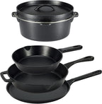 Amazon Basics Pre-Seasoned Cast Iron 5-Piece Cookware Set, Oven Safe, Cooks by AmazonBasics