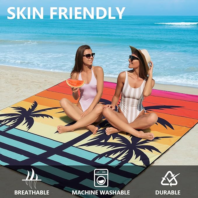 HIHOHO Beach Blanket Waterproof Sandproof Extra Large Beach Mat 79" X - Image 4
