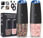 UNNEES Rechargeable Electric Salt and Pepper Grinder set of 2, gravity electric by UNNEES