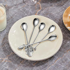 Silver Tulip/Rose Handle 12-Pcs Mini Coffee Spoons Set - Image 8